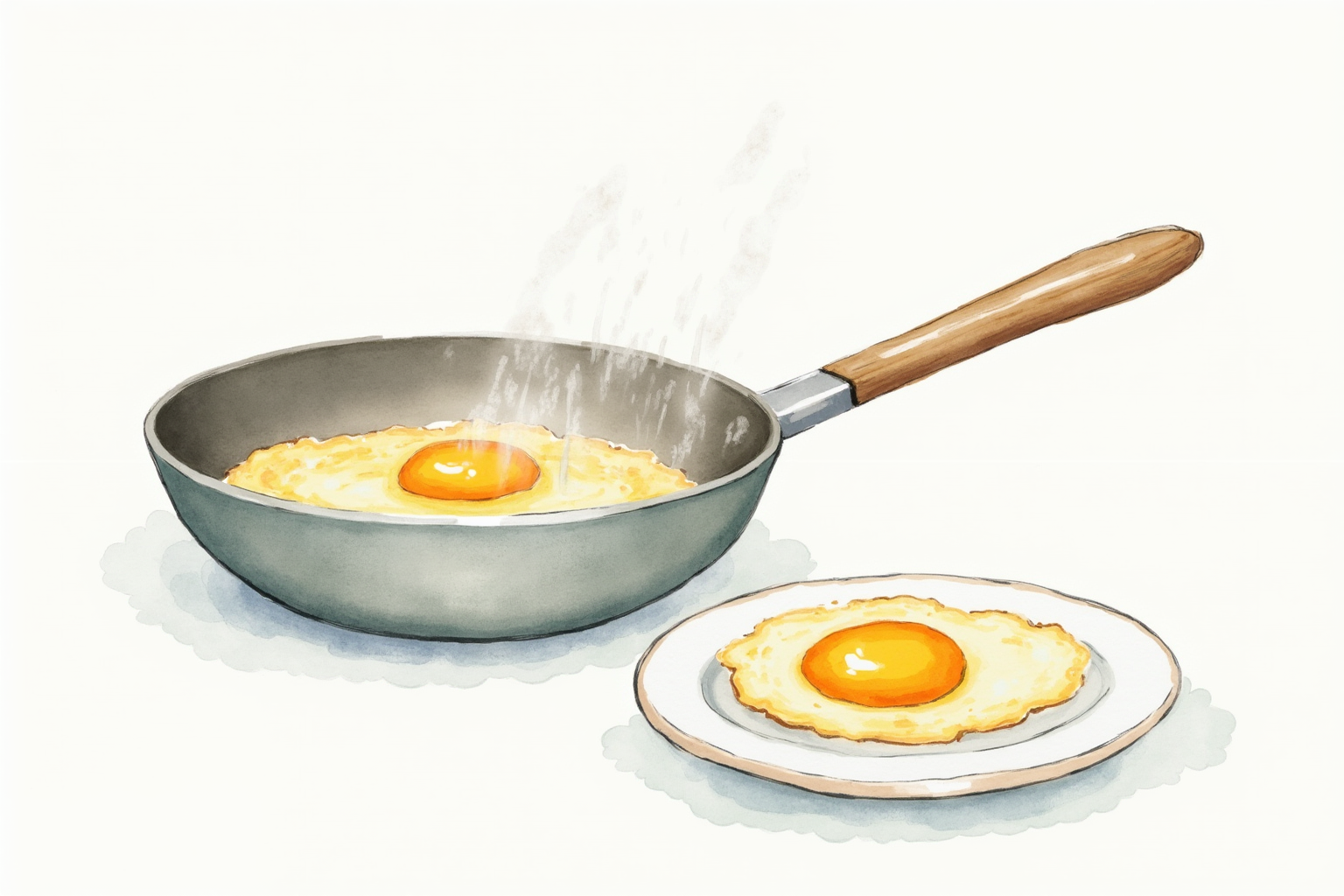 Egg sliding cleanly out of a nonstick pan onto a plate