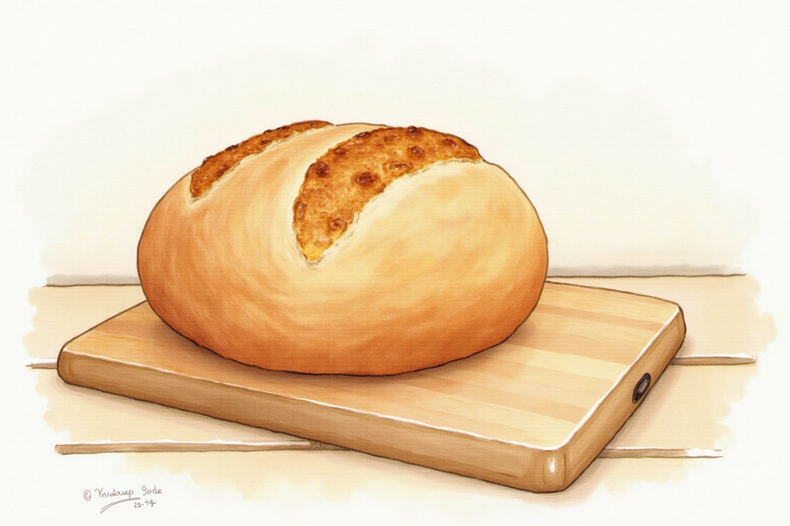 Fresh-baked rustic round loaf with deep golden crust