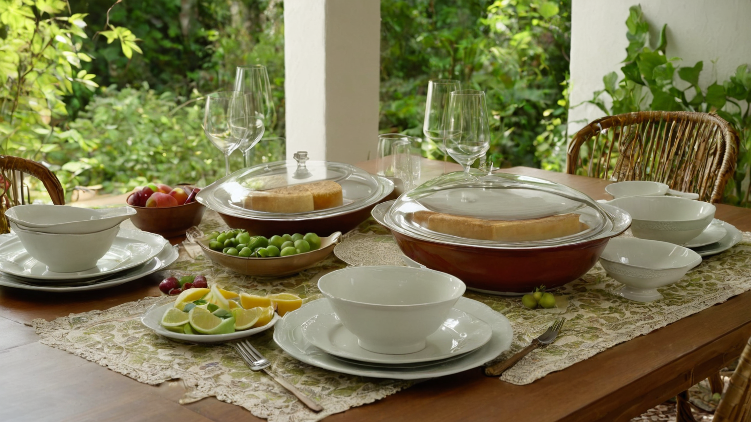 Covered serving table