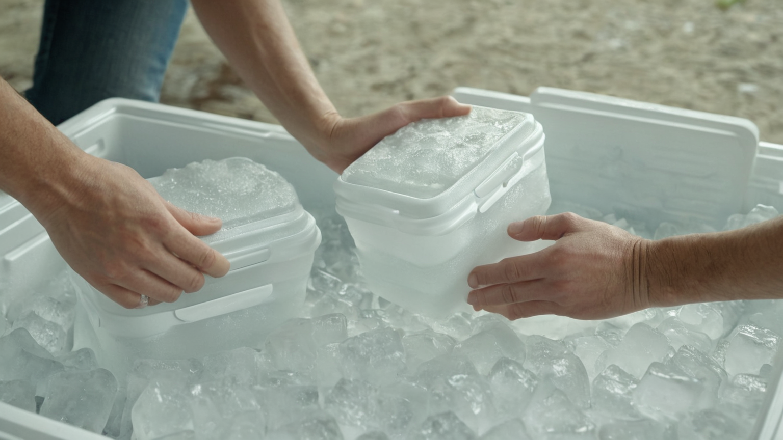 Packing cooler with ice packs
